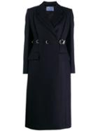 Prada Buckle Detailed Wrap Coat - Blue