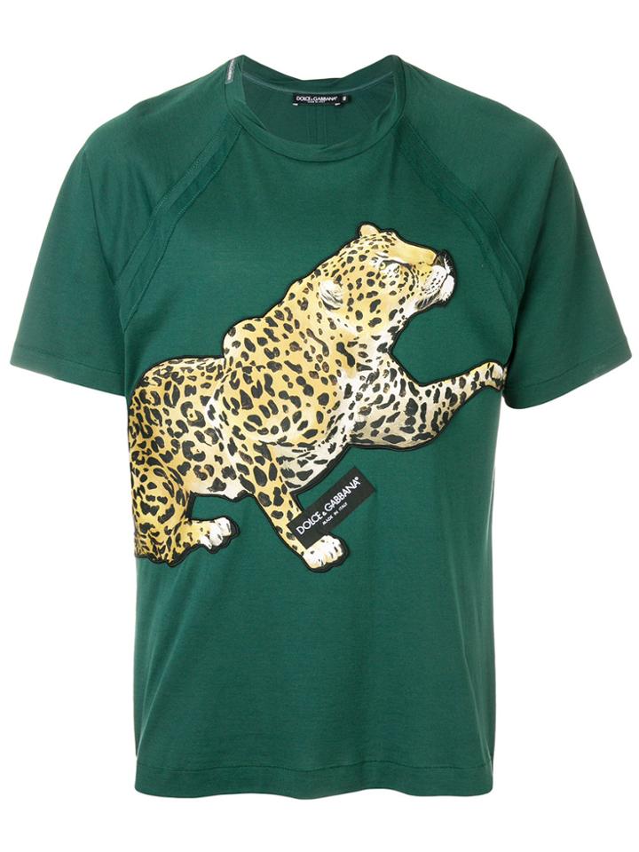 Dolce & Gabbana Leopard Patch T-shirt - Green