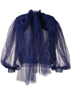 Palomo Spain Plumeti Tulle Blouse - Blue