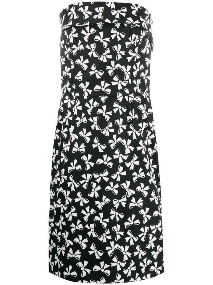 Yves Saint Laurent Pre-owned 1980's Bows Print Strapless Dress - Black