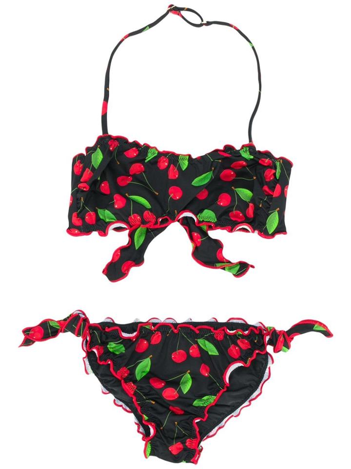 Mc2 Saint Barth Kids Cherry Print Bikini - Black
