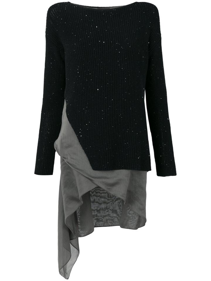 Fabiana Filippi Ribbed Sweater With Asymmetric Hem - Black