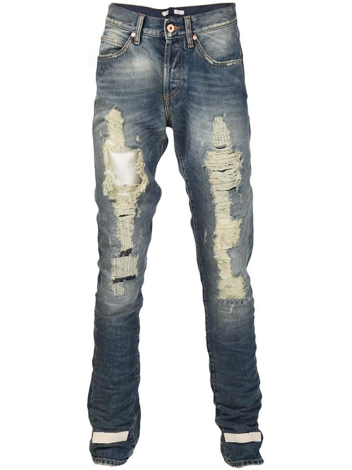 Off-white Ripped Slim Jeans, Men's, Size: 32, Blue, Cotton