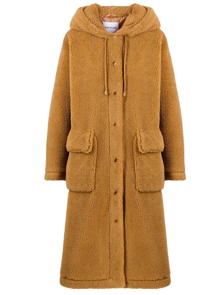 Stand Studio Hooded Shearling Coat - Brown