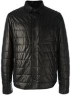 Tod's Quilted Effect Jacket, Men's, Size: Medium, Black, Calf Leather/polyester/spandex/elastane/virgin Wool