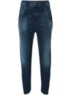 Diesel Cropped Drop Crotch Jeans, Women's, Size: 31, Blue, Cotton/polyester/spandex/elastane
