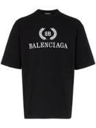 Balenciaga Black Logo Print Cotton T-shirt