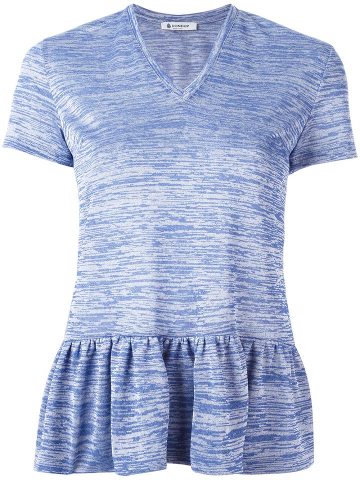 Dondup Pleated Trim V Neck Top, Women's, Size: Xs, Blue, Viscose/polyester/nylon
