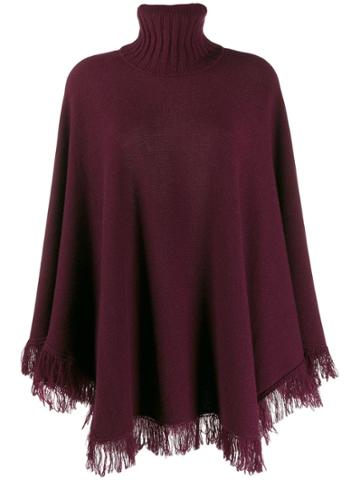 Incentive! Cashmere Knitted Poncho - Red