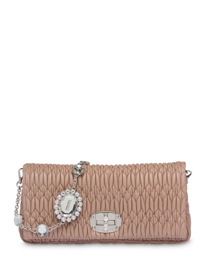 Miu Miu Iconic Crystal Shoulder Bag - Neutrals