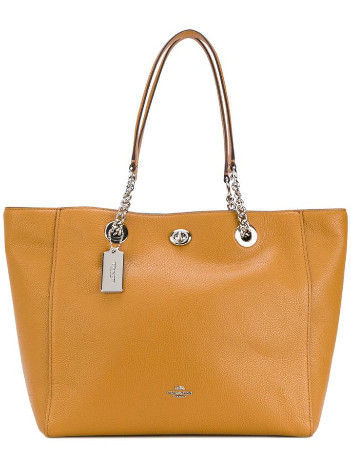 Coach Turn Lock Tote Bag - Brown