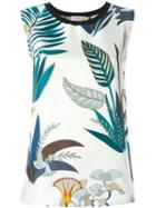 Tory Burch Botanical Print Blouse, Women's, Size: 12, White, Silk