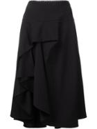 Preen By Thornton Bregazzi 'ione' Ruffled Asymmetric Skirt, Women's, Size: Large, Black, Viscose/spandex/elastane