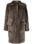 Desa 1972 Button-up Shearling Coat - Grey