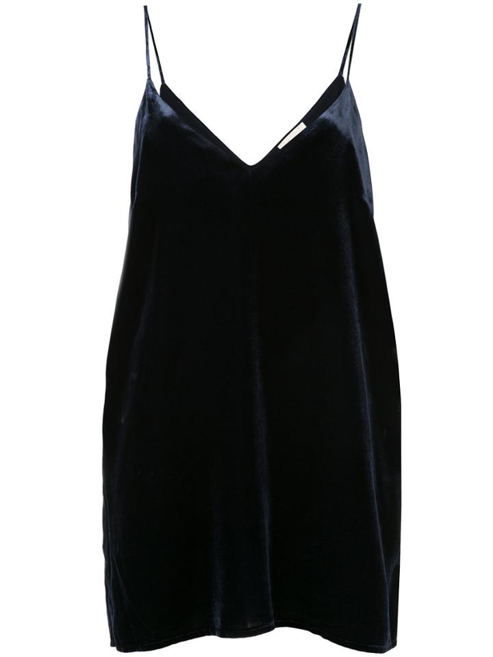 Gold Hawk Long Velvet Slip Top - Blue