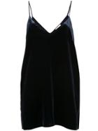 Gold Hawk Long Velvet Slip Top - Blue