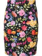 Nicole Miller Floral Embroidery Skirt, Women's, Size: 0, Black, Polyester/spandex/elastane