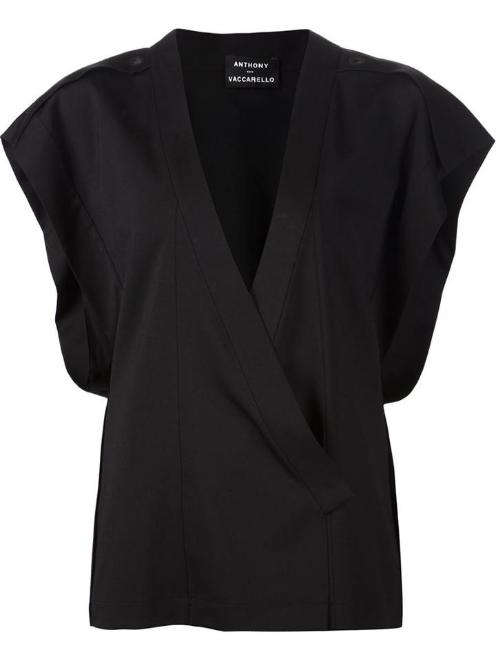 Anthony Vaccarello Asymmetric V-neck Blouse