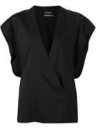 Anthony Vaccarello Asymmetric V-neck Blouse