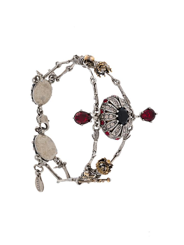 Alexander Mcqueen Bee Embellished Bracelet - Grey