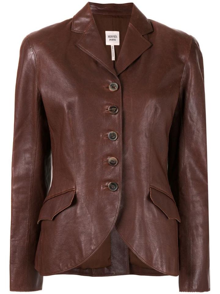 Hermès Pre-owned Slim Leather Jacket - Brown