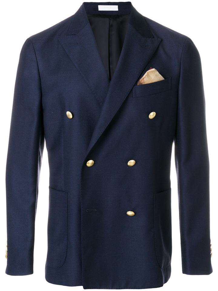 Boglioli Double-breasted Fitted Blazer - Blue