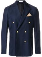 Boglioli Double-breasted Fitted Blazer - Blue
