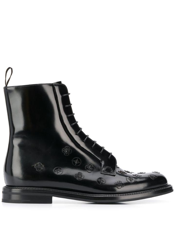 Church's Flower Appliqué Ankle Boots - Black