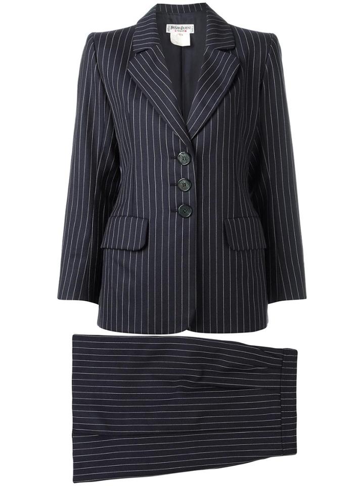 Yves Saint Laurent Vintage 'rive Gauche' Pinstriped Suit - Blue