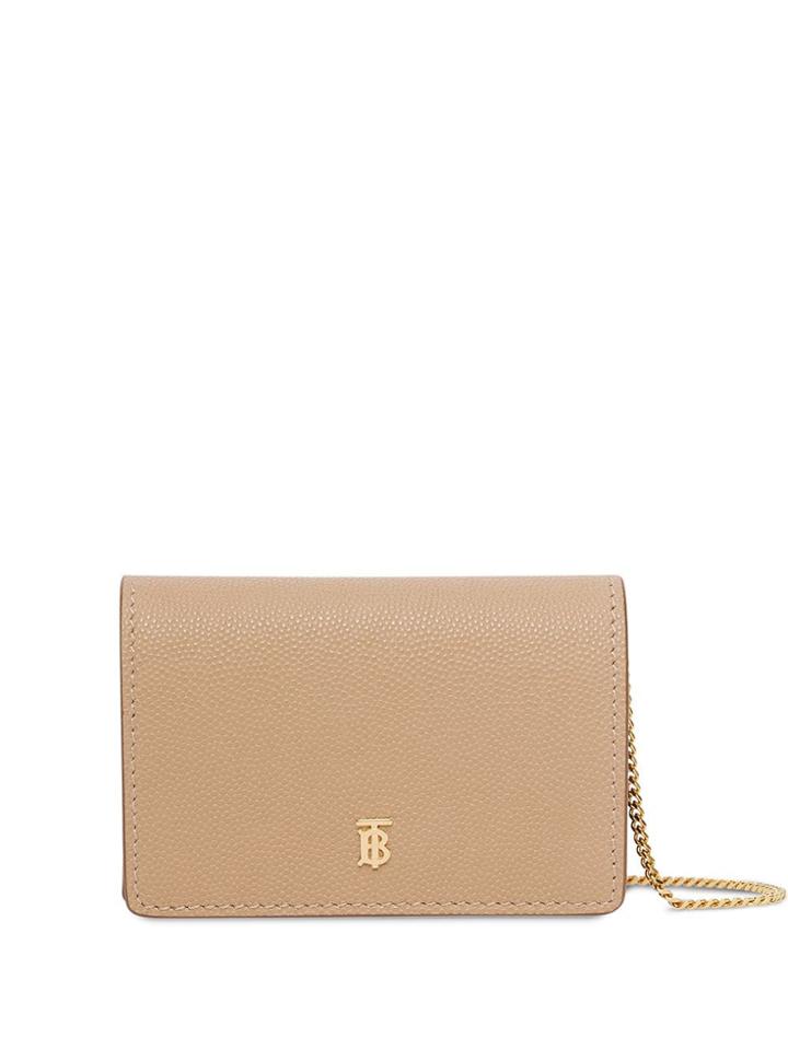 Burberry Grainy Leather Card Case With Detachable Strap - Neutrals