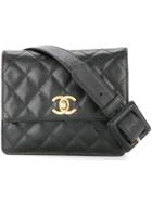 Chanel Vintage Quilted Cc Logos Chain Bum Bag - Black