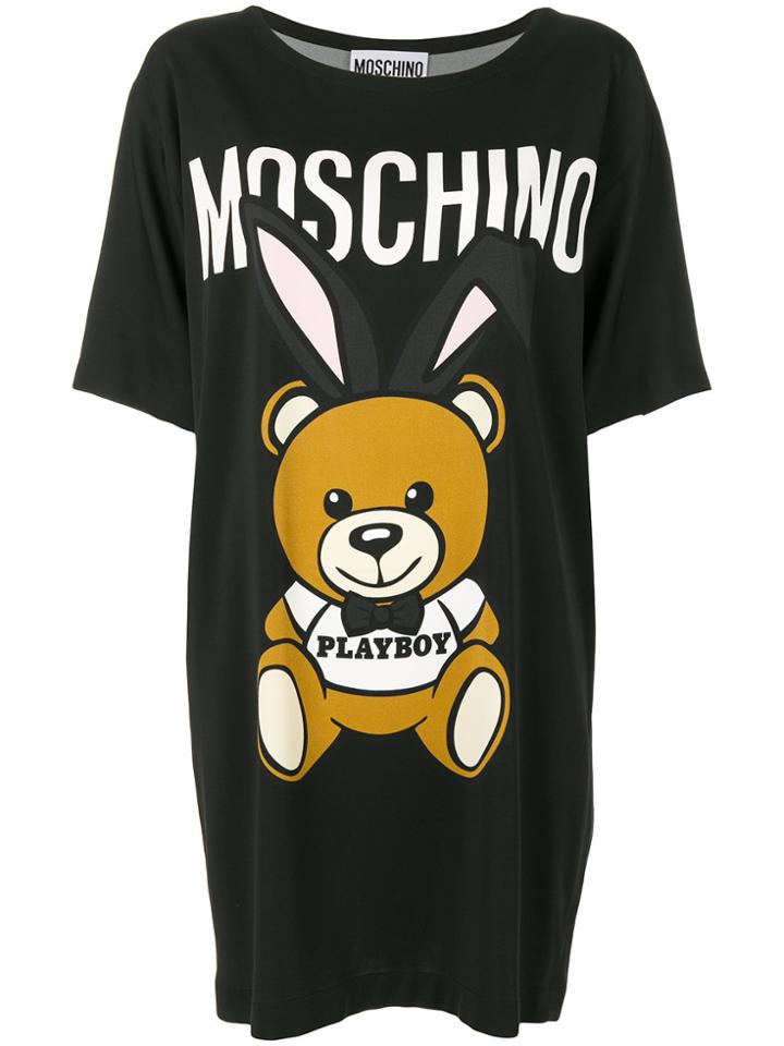Moschino Playboy Teddy Bear T-shirt Dress - Black