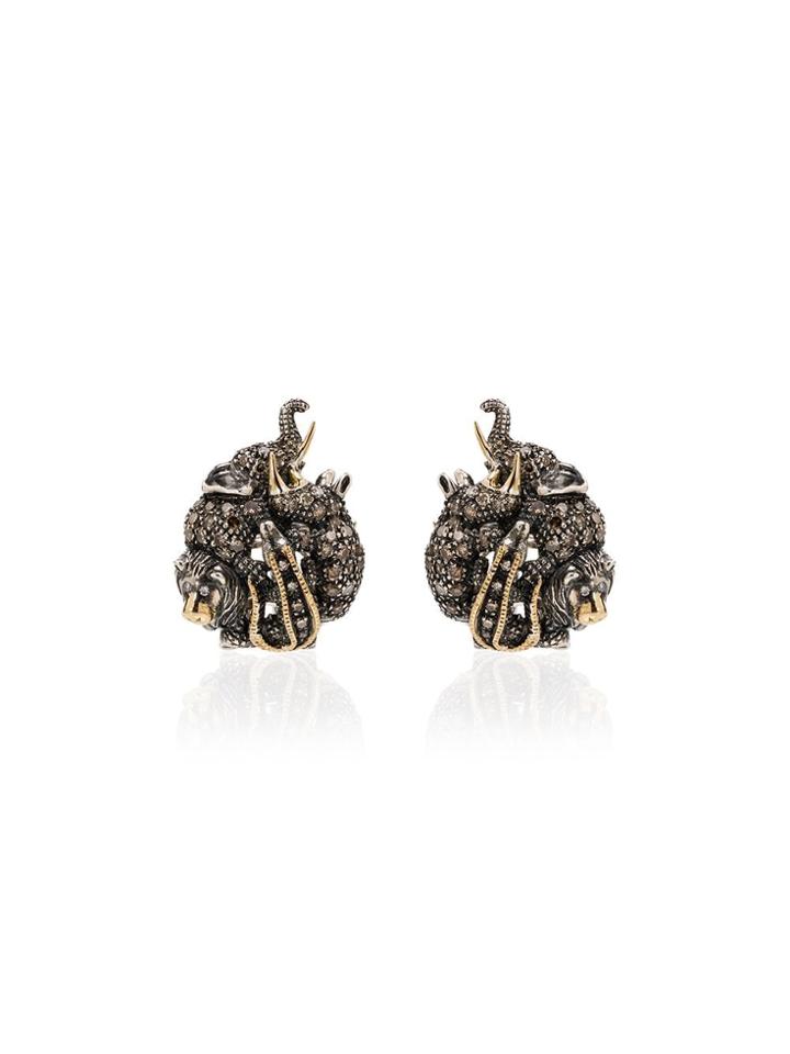 Bibi Van Der Velden 18kt Rose Gold Diamond Earrings - Silver