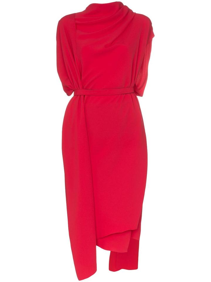Poiret Draped Midi Dress - Red