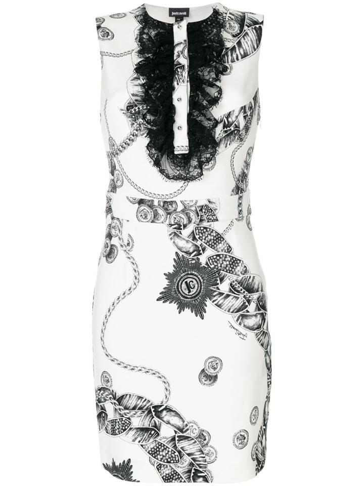 Just Cavalli Short Chain Print Dress - White