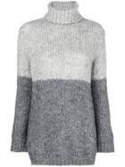 Blugirl Two Tone Turtle Neck Sweater - Grey