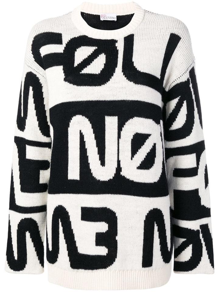 Red Valentino Intarsia Oversized Jumper - White