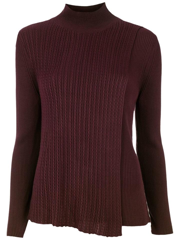 Mara Mac Asymmetric Knit Blouse - Brown