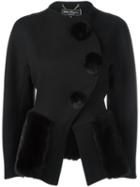 Salvatore Ferragamo Cropped Jacket, Women's, Size: 46, Black, Mink Fur/virgin Wool/cashmere/silk