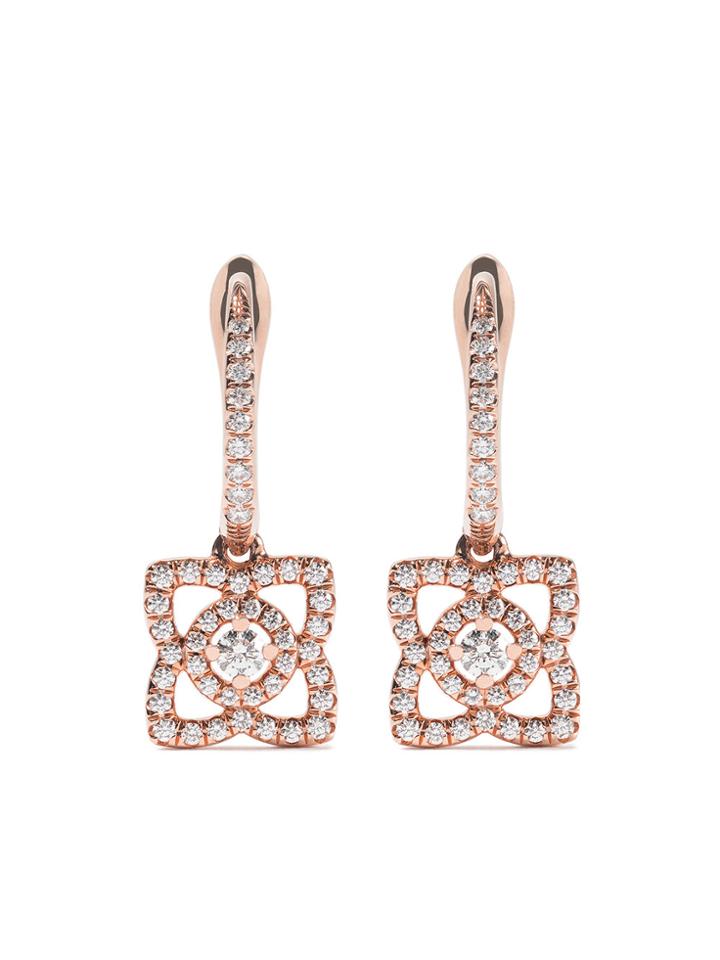 De Beers 18kt Rose Gold Enchanted Lotus Diamond Sleeper Earrings -