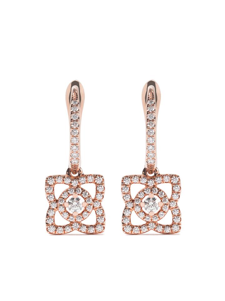 De Beers 18kt Rose Gold Enchanted Lotus Diamond Sleeper Earrings -