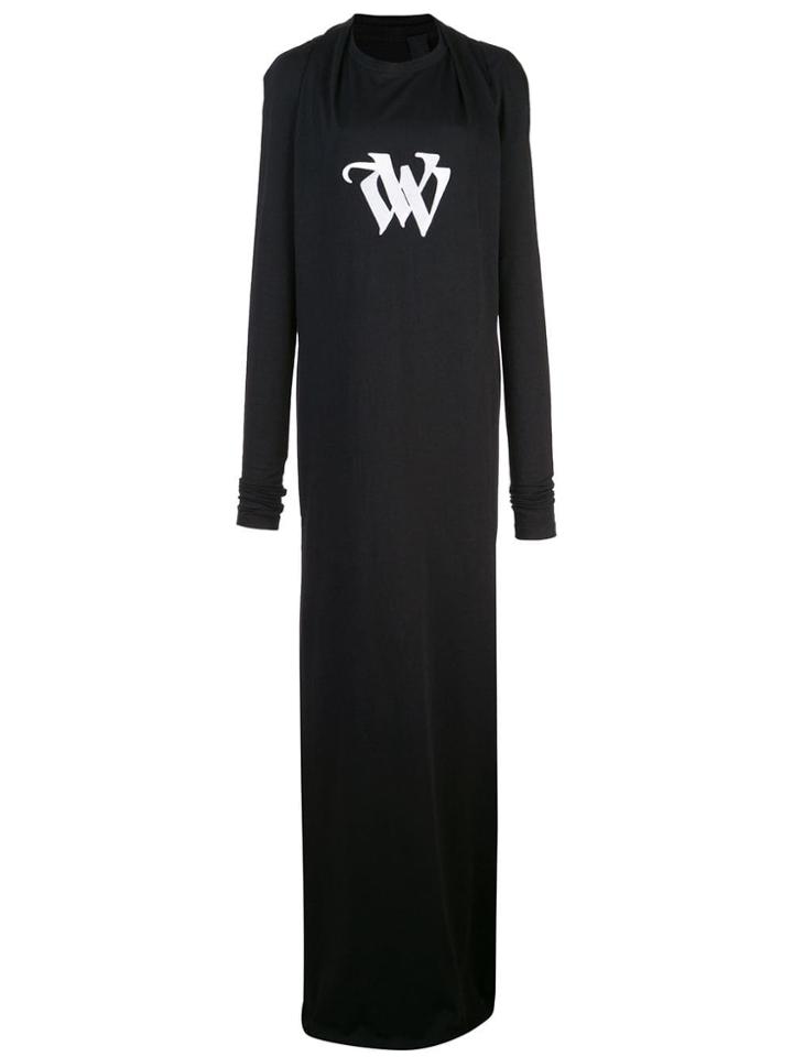 Vera Wang Logo Embroidered Gown - Black