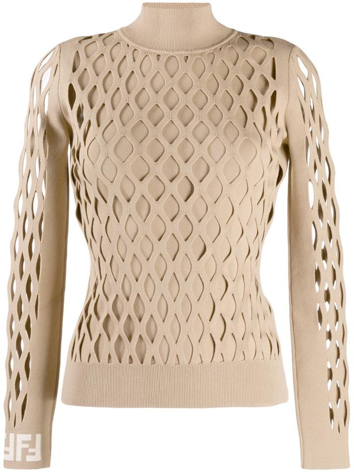Fendi Lattice Design Jumper - Brown