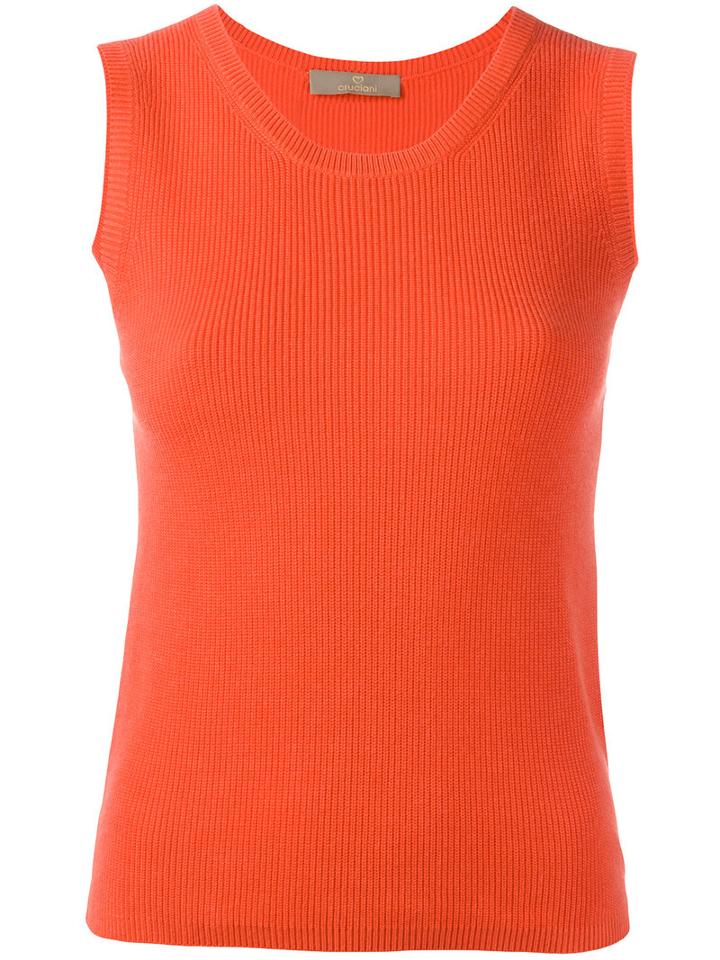 Cruciani Ribbed Knit Top, Women's, Size: 40, Yellow/orange, Viscose/cashmere