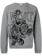 Versace Collection Crew Neck Logo Jumper - Grey
