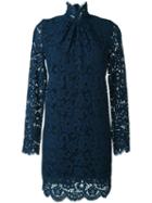 Twin-set Gathered Neck Lace Dress, Women's, Size: Small, Blue, Cotton/polyamide/viscose/polyester