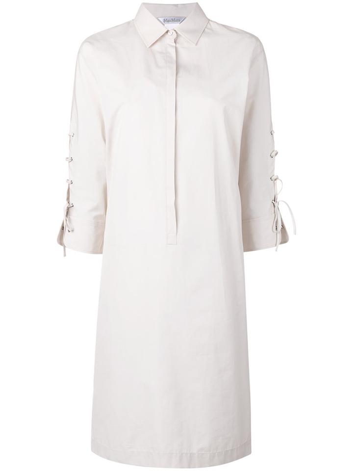 Max Mara - Lace-up Sleeves Shirt Dress - Women - Cotton - 40, Nude/neutrals, Cotton