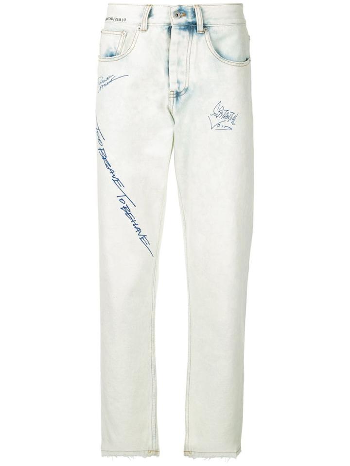 Ground Zero Distressed Straight-leg Jeans - White