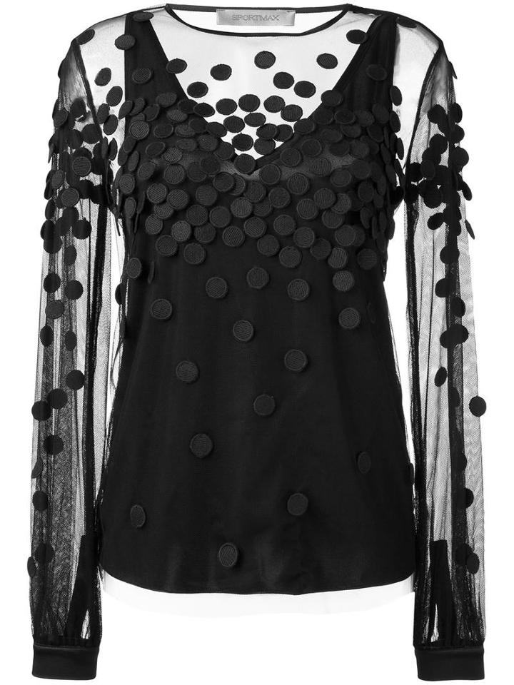 Sportmax Sheer Blouse, Women's, Size: Large, Black, Silk/polyamide/polyester/viscose