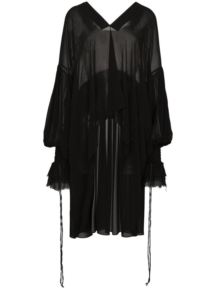 Saint Laurent Silk Blouse With Asymmetric Hem - Black